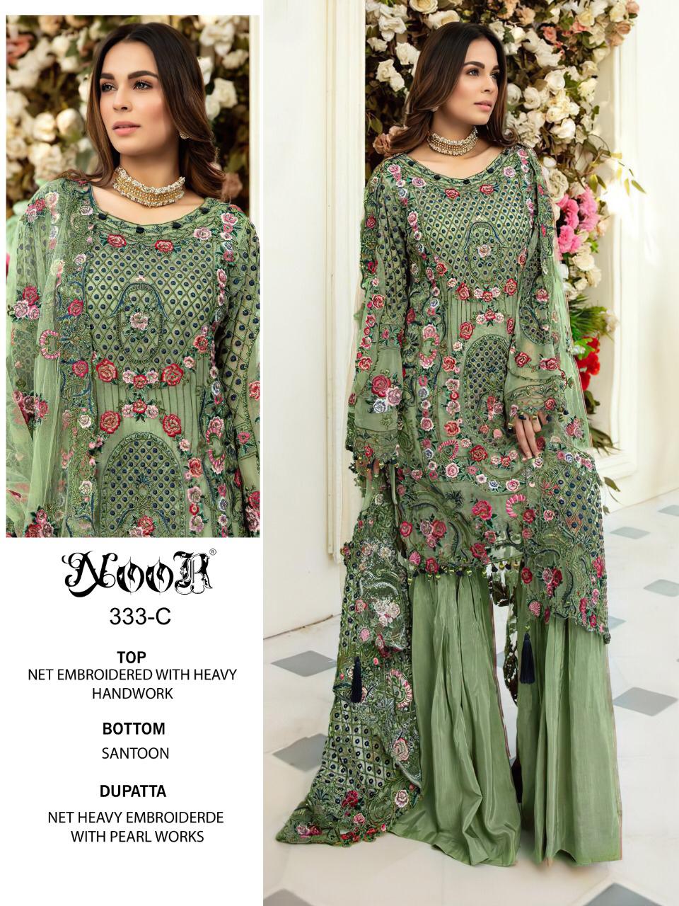 Noor Hit Collection 333 Latest Fancy Heavy Emroodery Dimond Work Designer Pakistani Salwer Suit Collection